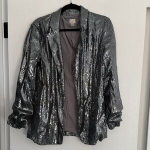 Shimmering Silver Sequin Blazer